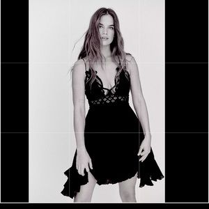 Free People Adella Slip Dress Black NWT MEDIUM